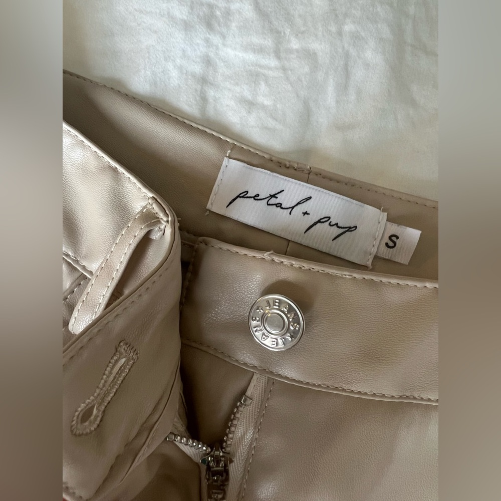 Beige Faux leather pants- Size small. Perfect for fall and winter!